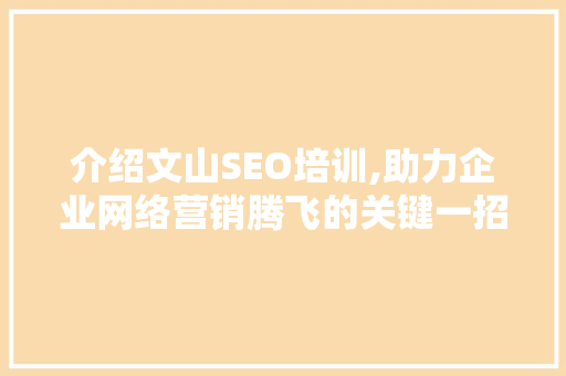 介绍文山SEO培训,助力企业网络营销腾飞的关键一招