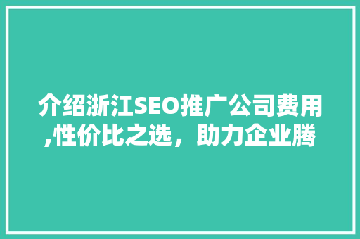 介绍浙江SEO推广公司费用,性价比之选，助力企业腾飞