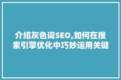 介绍灰色词SEO,如何在搜索引擎优化中巧妙运用关键词