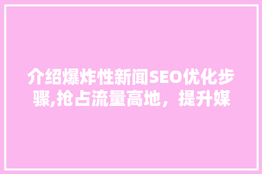 介绍爆炸性新闻SEO优化步骤,抢占流量高地，提升媒体影响力