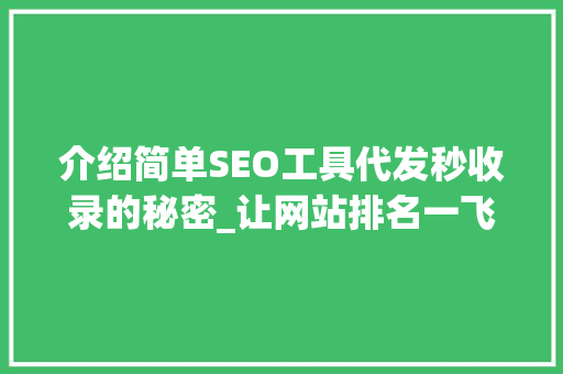 介绍简单SEO工具代发秒收录的秘密_让网站排名一飞冲天