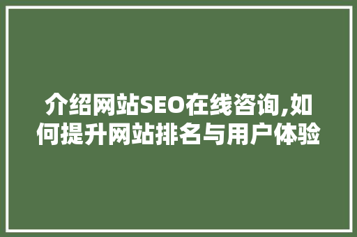 介绍网站SEO在线咨询,如何提升网站排名与用户体验