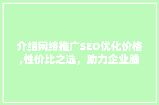 介绍网络推广SEO优化价格,性价比之选，助力企业腾飞