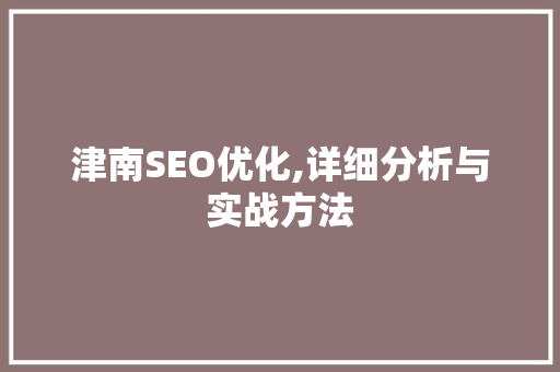 津南SEO优化,详细分析与实战方法
