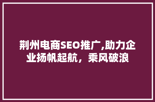 荆州电商SEO推广,助力企业扬帆起航，乘风破浪