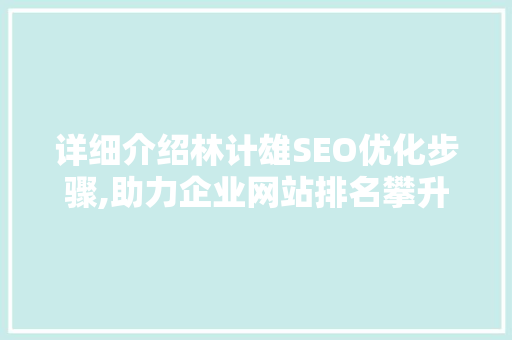 详细介绍林计雄SEO优化步骤,助力企业网站排名攀升之路