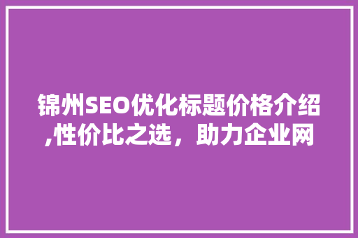 锦州SEO优化标题价格介绍,性价比之选，助力企业网络营销