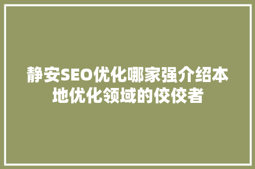 静安SEO优化哪家强介绍本地优化领域的佼佼者