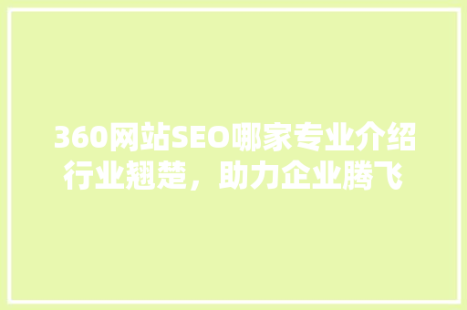 360网站SEO哪家专业介绍行业翘楚，助力企业腾飞