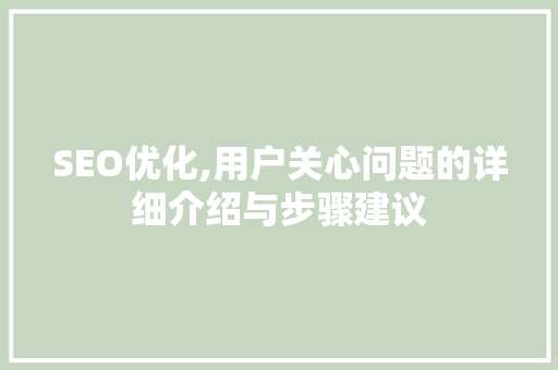 SEO优化,用户关心问题的详细介绍与步骤建议