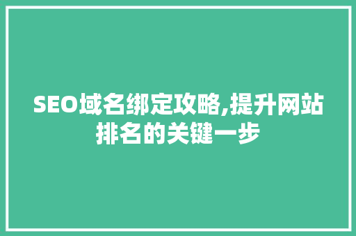 SEO域名绑定攻略,提升网站排名的关键一步
