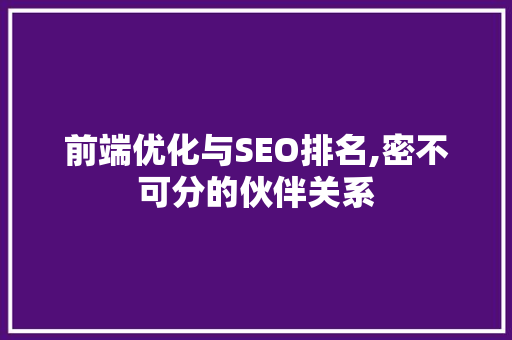 前端优化与SEO排名,密不可分的伙伴关系