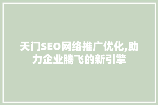 天门SEO网络推广优化,助力企业腾飞的新引擎