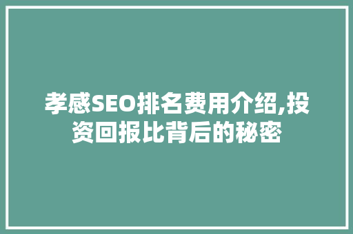 孝感SEO排名费用介绍,投资回报比背后的秘密