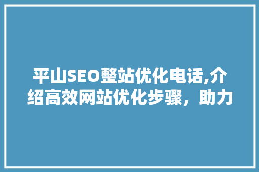 平山SEO整站优化电话,介绍高效网站优化步骤，助力企业腾飞