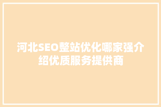 河北SEO整站优化哪家强介绍优质服务提供商