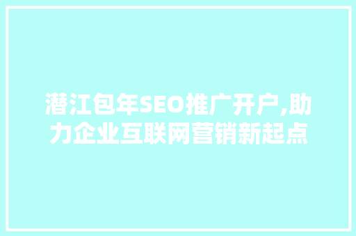 潜江包年SEO推广开户,助力企业互联网营销新起点