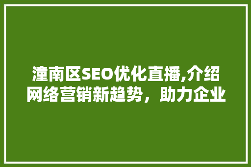 潼南区SEO优化直播,介绍网络营销新趋势，助力企业腾飞