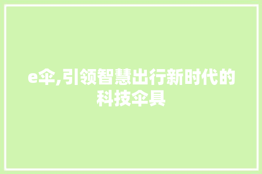 e伞,引领智慧出行新时代的科技伞具