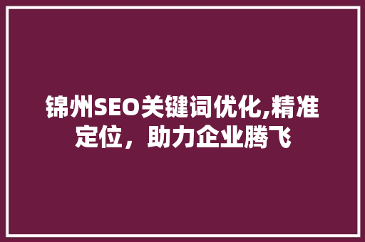 锦州SEO关键词优化,精准定位，助力企业腾飞