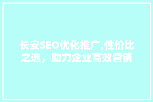 长安SEO优化推广,性价比之选，助力企业高效营销