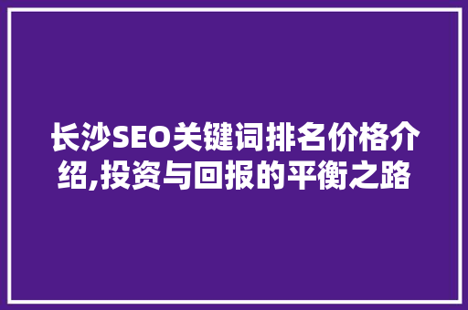 长沙SEO关键词排名价格介绍,投资与回报的平衡之路