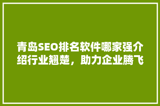 青岛SEO排名软件哪家强介绍行业翘楚，助力企业腾飞