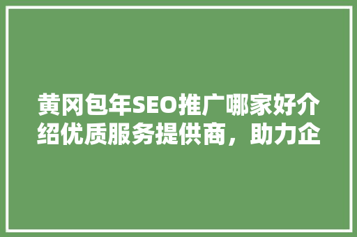 黄冈包年SEO推广哪家好介绍优质服务提供商，助力企业腾飞