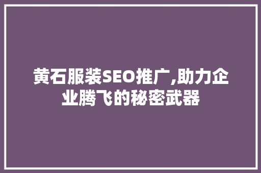 黄石服装SEO推广,助力企业腾飞的秘密武器