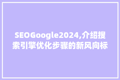 SEOGoogle2024,介绍搜索引擎优化步骤的新风向标
