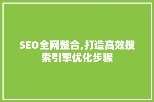 SEO全网整合,打造高效搜索引擎优化步骤