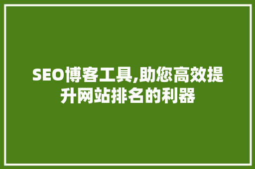SEO博客工具,助您高效提升网站排名的利器