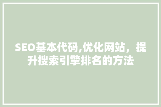 SEO基本代码,优化网站，提升搜索引擎排名的方法