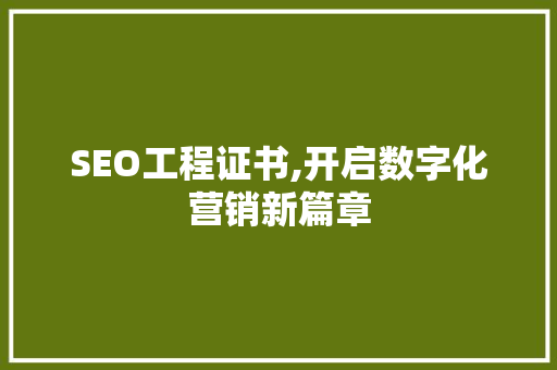 SEO工程证书,开启数字化营销新篇章