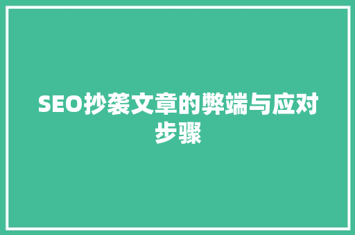 SEO抄袭文章的弊端与应对步骤