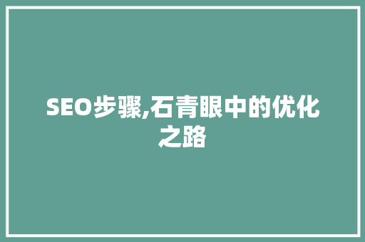 SEO步骤,石青眼中的优化之路