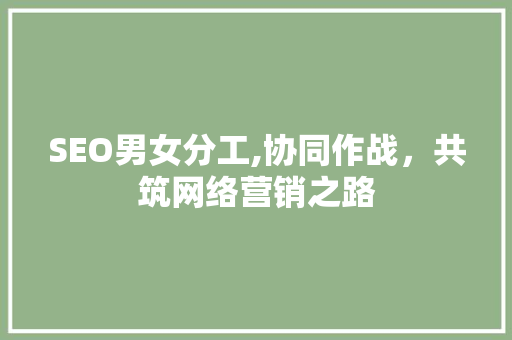 SEO男女分工,协同作战，共筑网络营销之路