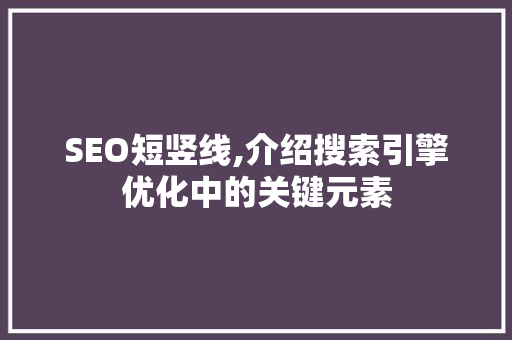 SEO短竖线,介绍搜索引擎优化中的关键元素