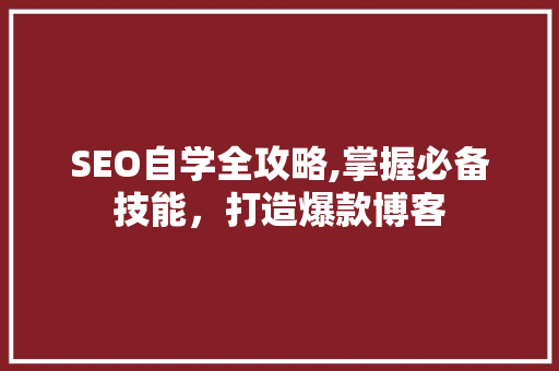 SEO自学全攻略,掌握必备技能，打造爆款博客