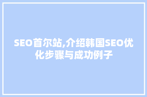 SEO首尔站,介绍韩国SEO优化步骤与成功例子