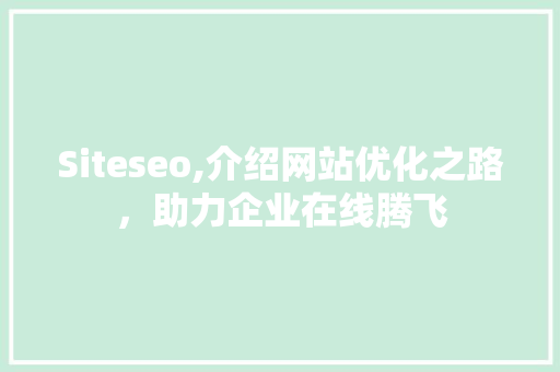 Siteseo,介绍网站优化之路，助力企业在线腾飞