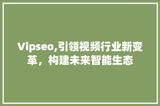 Vipseo,引领视频行业新变革，构建未来智能生态