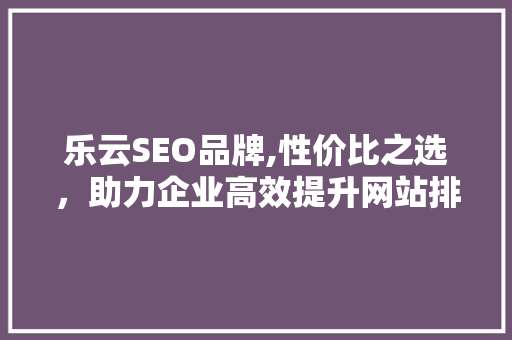 乐云SEO品牌,性价比之选，助力企业高效提升网站排名