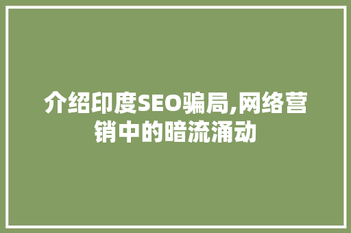 介绍印度SEO骗局,网络营销中的暗流涌动