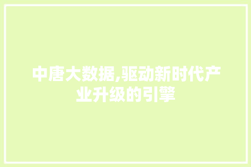 中唐大数据,驱动新时代产业升级的引擎