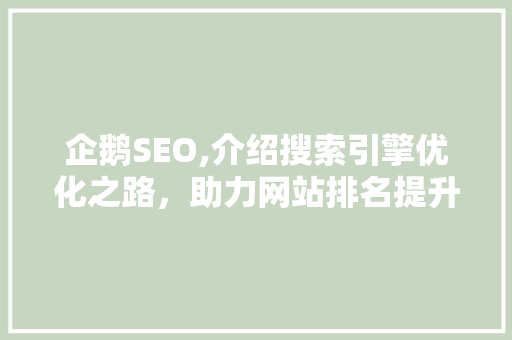 企鹅SEO,介绍搜索引擎优化之路，助力网站排名提升