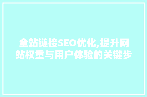 全站链接SEO优化,提升网站权重与用户体验的关键步骤