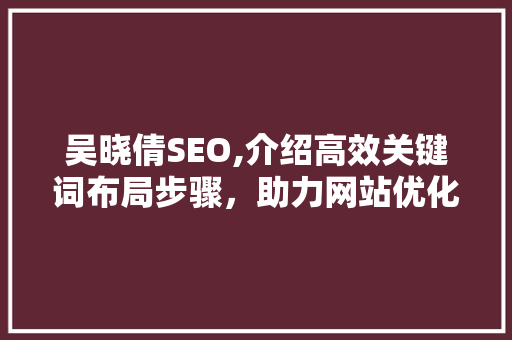 吴晓倩SEO,介绍高效关键词布局步骤，助力网站优化