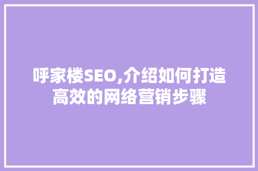 呼家楼SEO,介绍如何打造高效的网络营销步骤