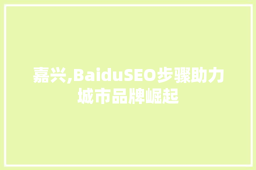 嘉兴,BaiduSEO步骤助力城市品牌崛起